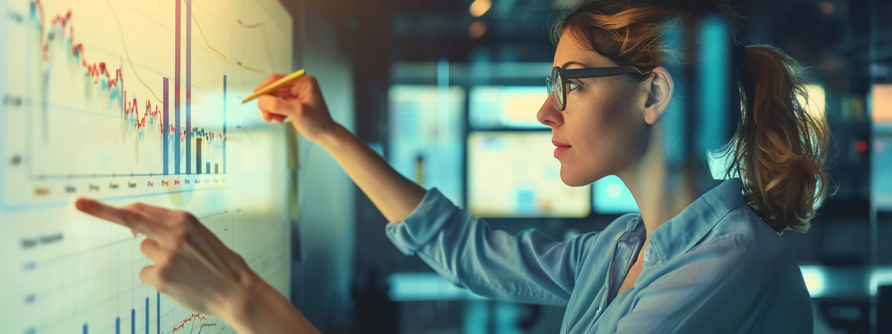 a person reviewing a chart and making adjustments on a whiteboard.