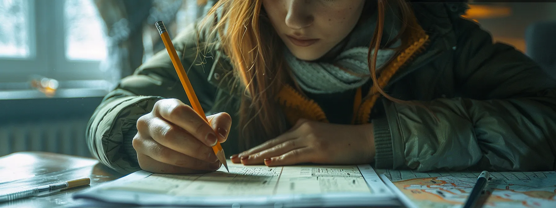 a person with a pencil and paper, mapping out a detailed roadmap for their quantum leap strategy.